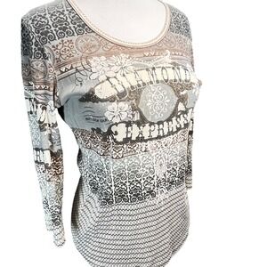 Skinny Minnie Womens Y2K Boho Chic Diamond Pattern Express Long‎ Sleeve Medium